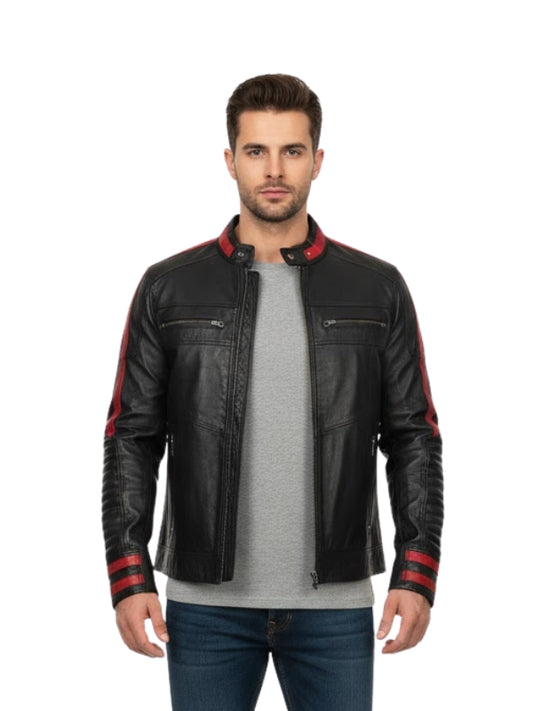 Café Racer Black Biker Leather Jacket