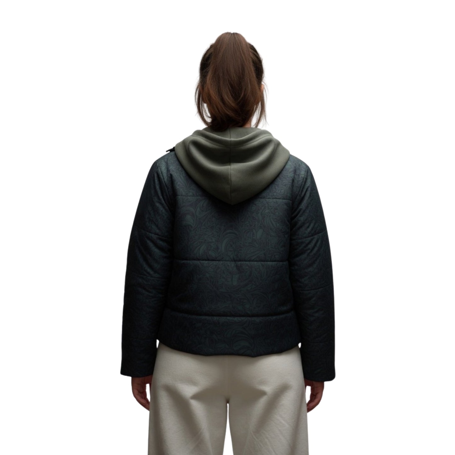 Cat Person Green Puffer Jacket