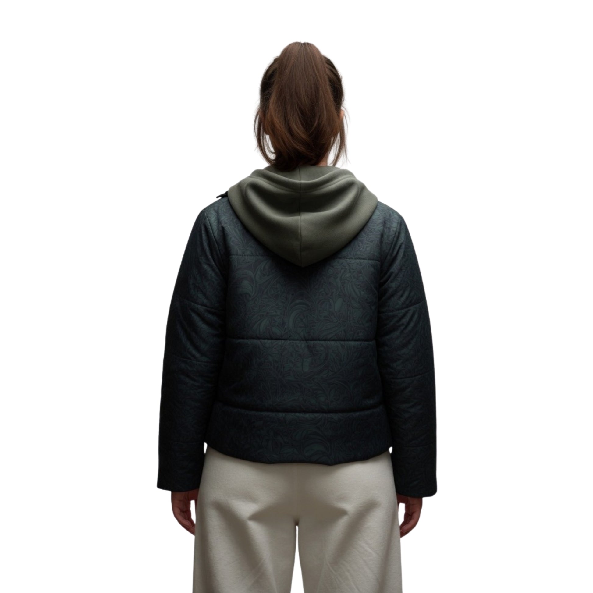 Cat Person Green Puffer Jacket