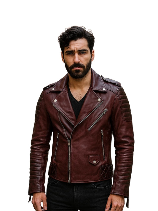 Charlotte Burnt Wine Leather Jacket