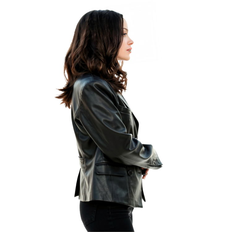 Ciara Wyse 56 Days Black Leather Blazer Live