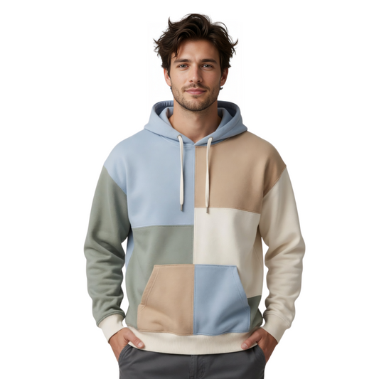 Color Block Patchwork Hoodie