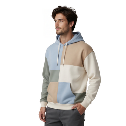 Color Block Patchwork Hoodie Live