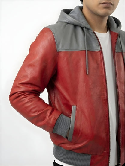 Men's Handcrafted Hoodie Style Bomber Jacket