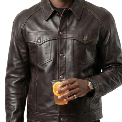 Damson Idris Inspired Black Leather Jacket for Men