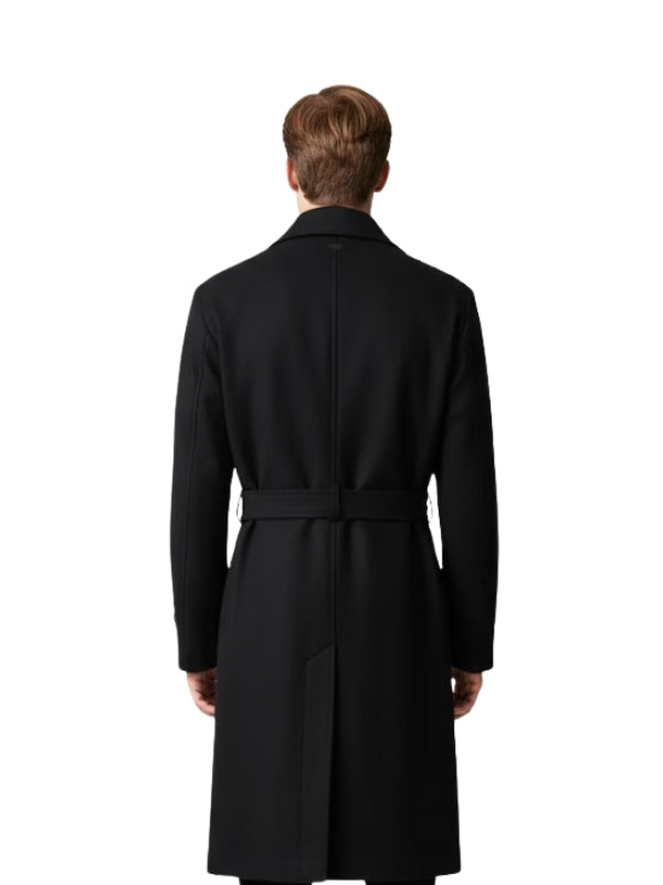 Double Breasted Wool Trench Coat For Mens
