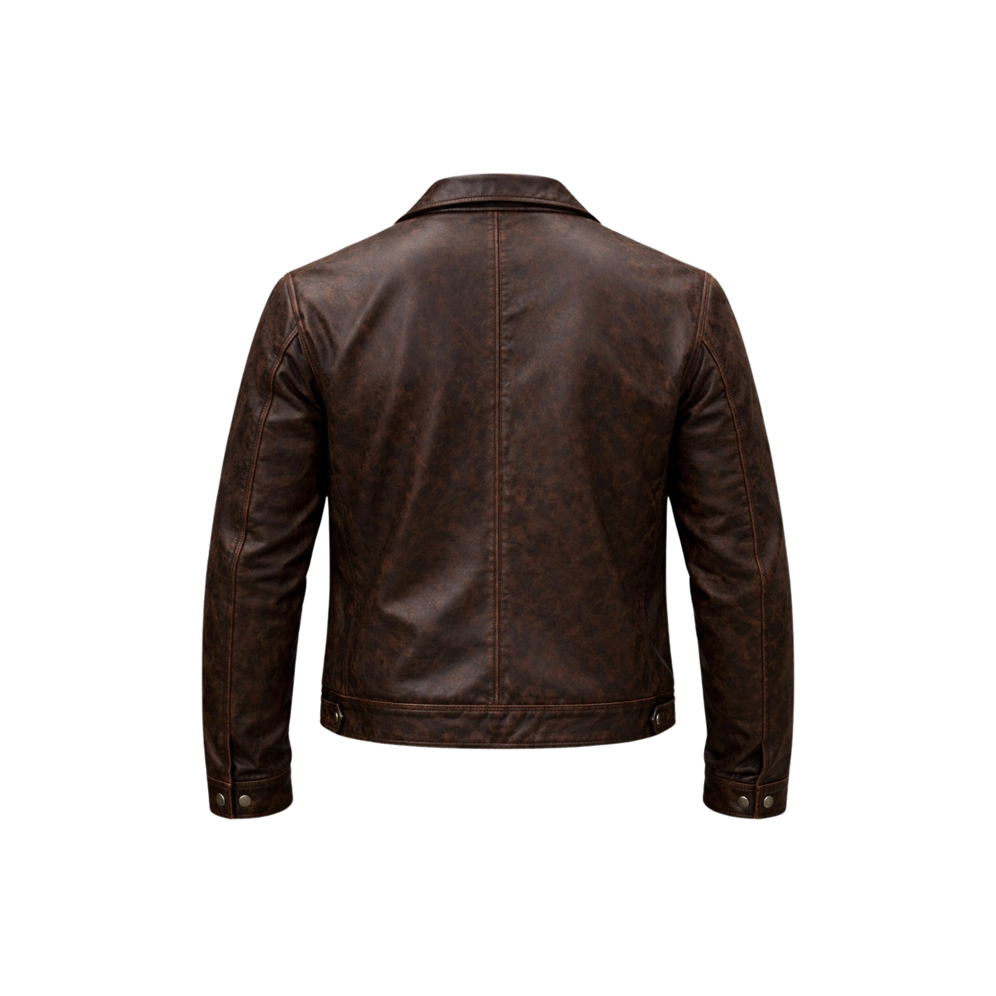 Brown leather jacket on a white background
