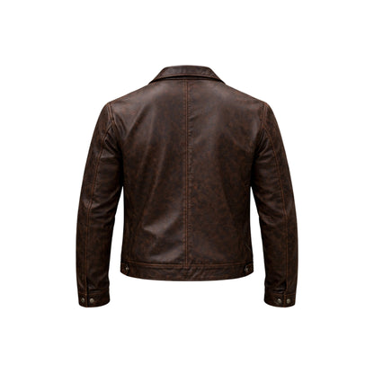 Brown leather jacket on a white background