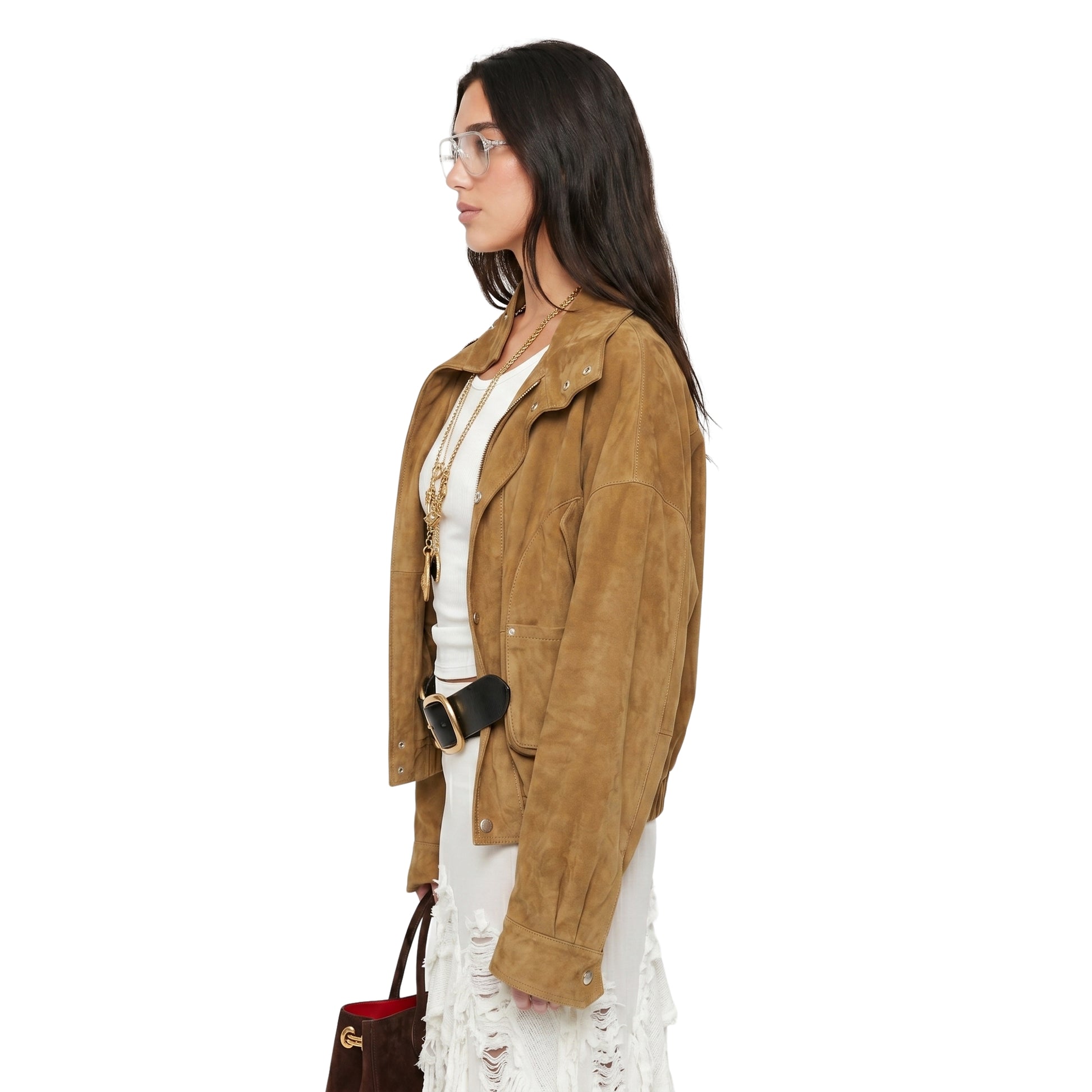 Dua Lipa 2026 Oversized Brown Suede Jacket