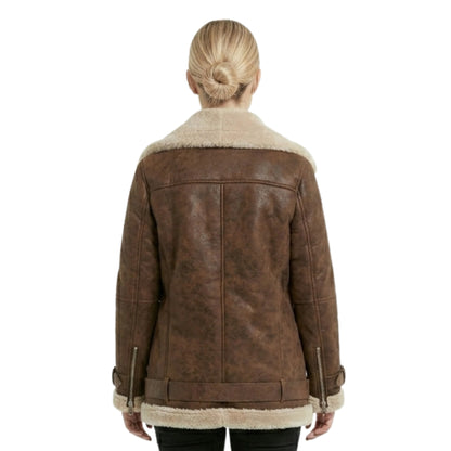 Eden McCoy General Hospital 2024 Josslyn Jacks Shearling Brown Leather Jacket
