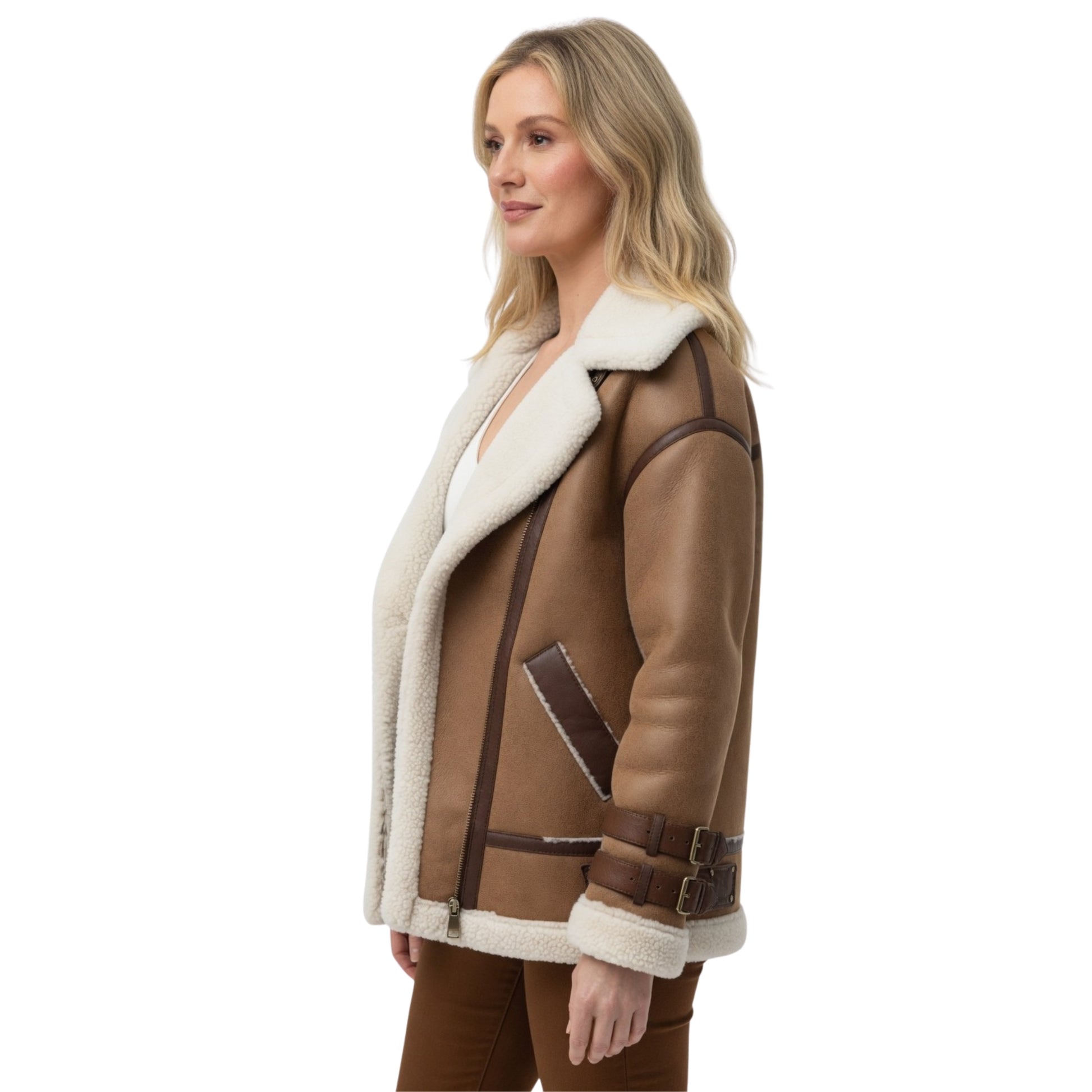 Ellie Goulding B3 Brown Shearling Leather Jacket