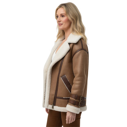 Ellie Goulding B3 Brown Shearling Leather Jacket