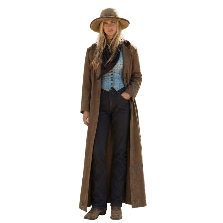 Person wearing a brown long coat