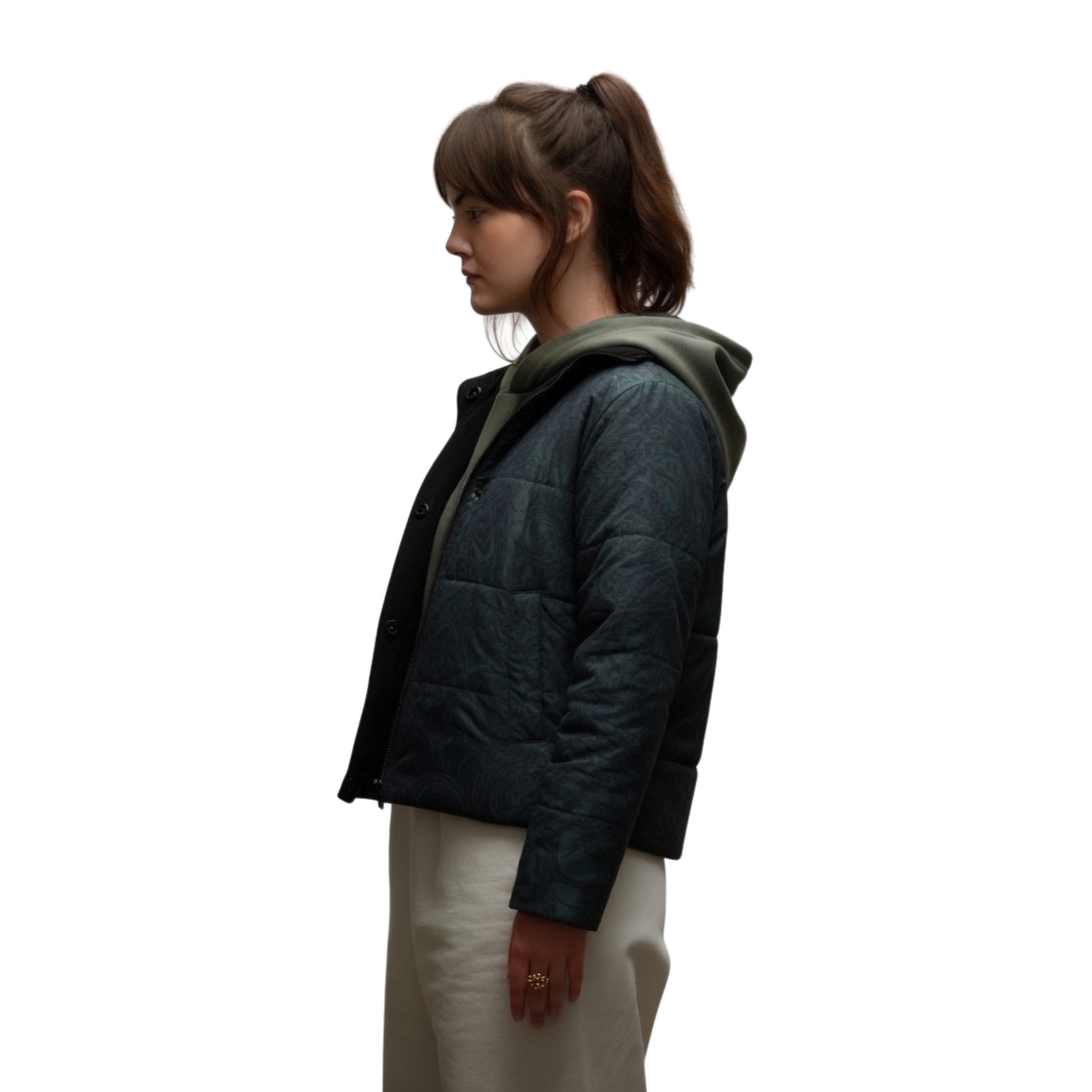Emilia Jones Cat Person Green Puffer Jacket