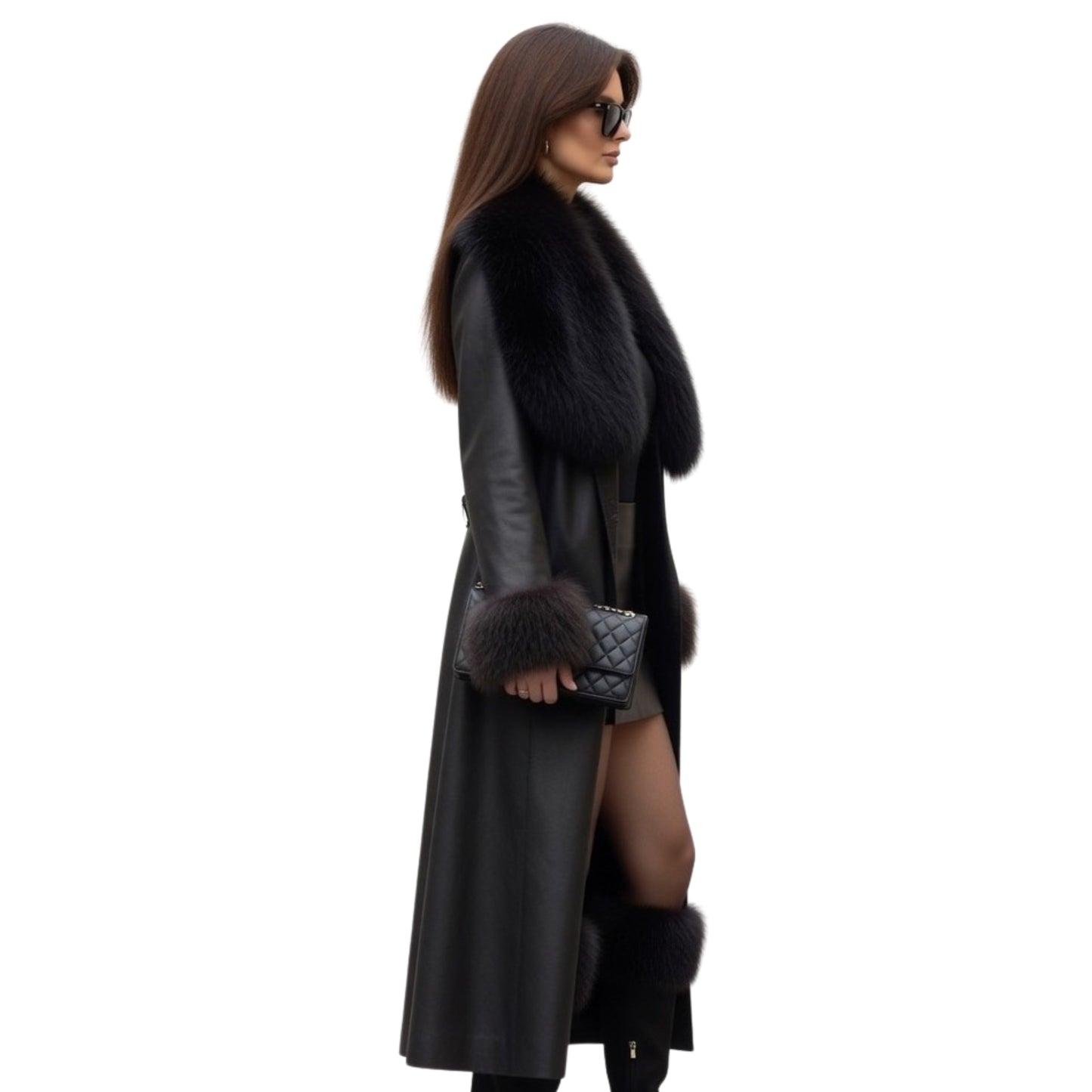 Emily Ratajkowski Black Leather Coat