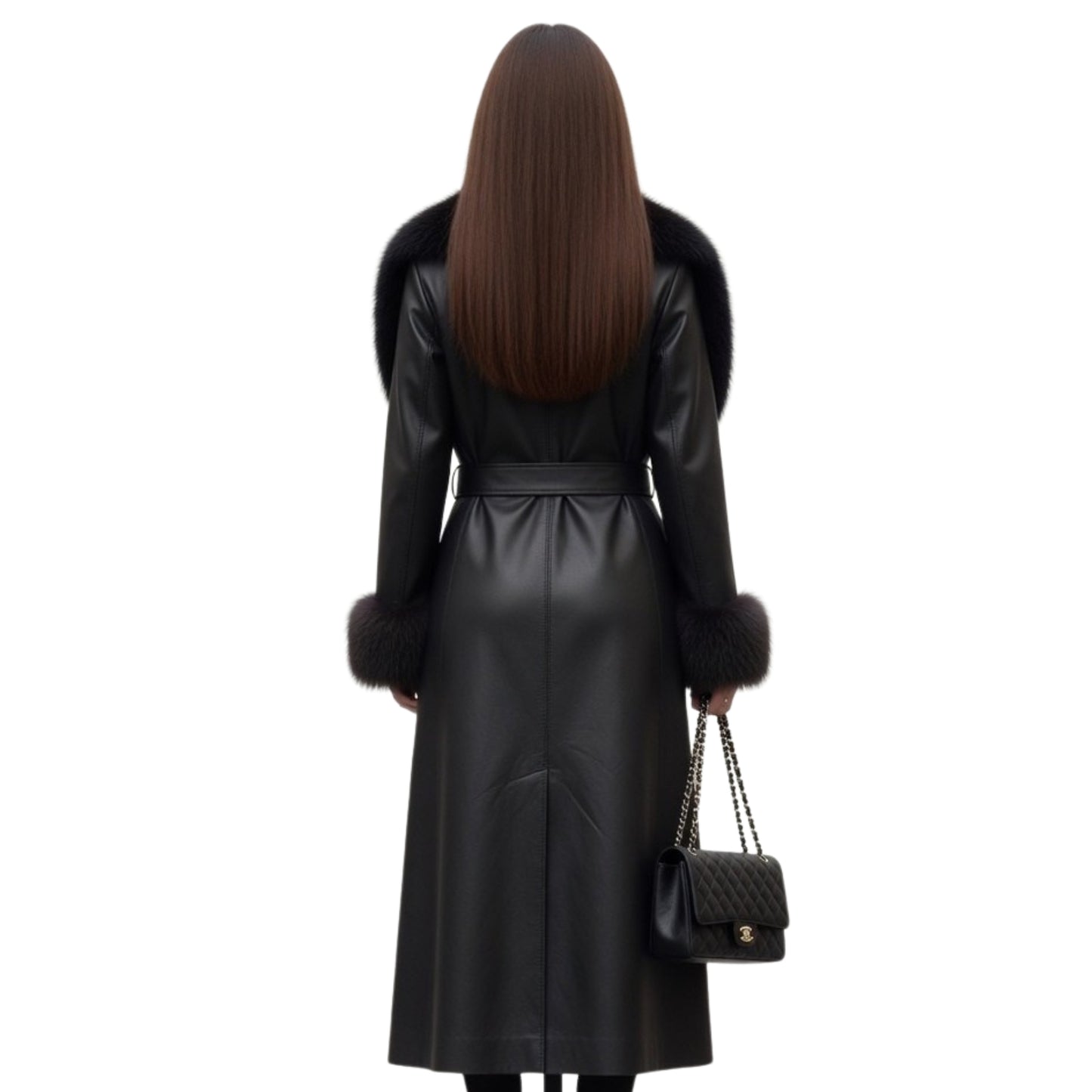 Emily Ratajkowski famous Leather Fur Coat