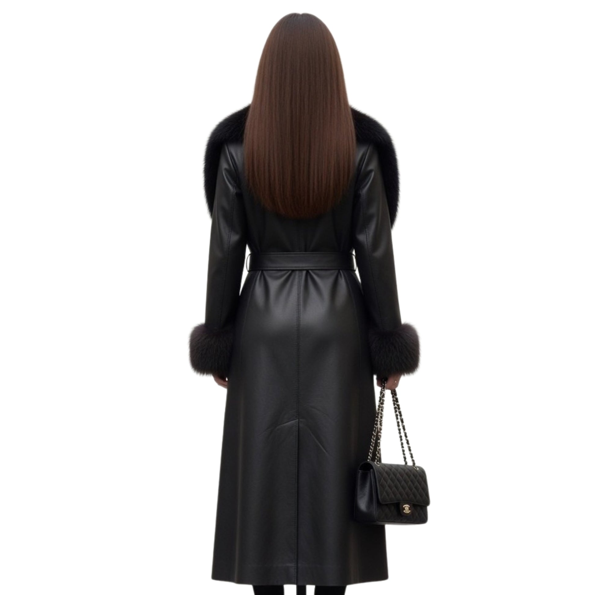 Emily Ratajkowski famous Leather Fur Coat