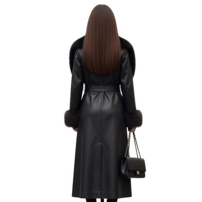 Emily Ratajkowski famous Leather Fur Coat