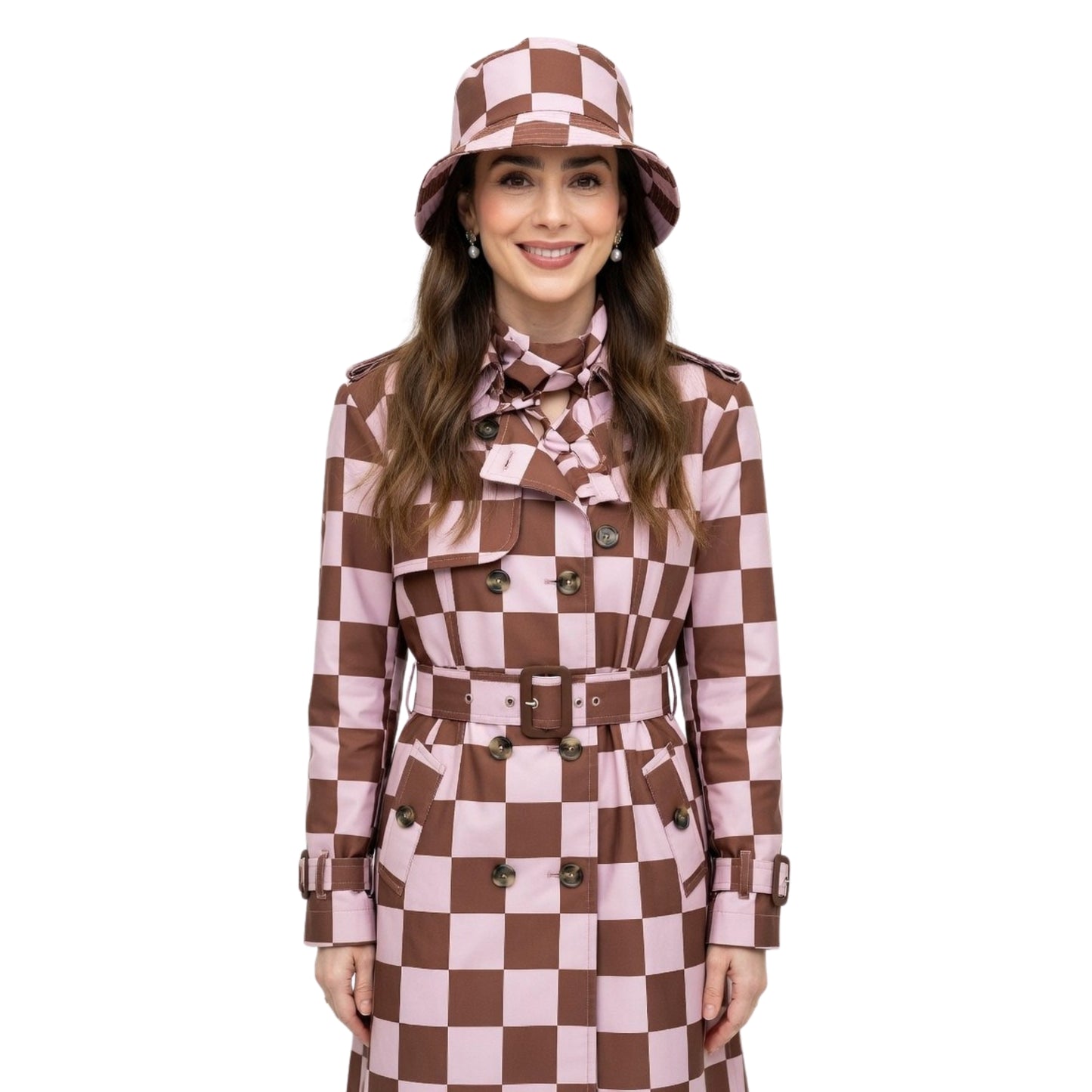 Emily in Paris S04 Emily Cooper Maroon and White Coat