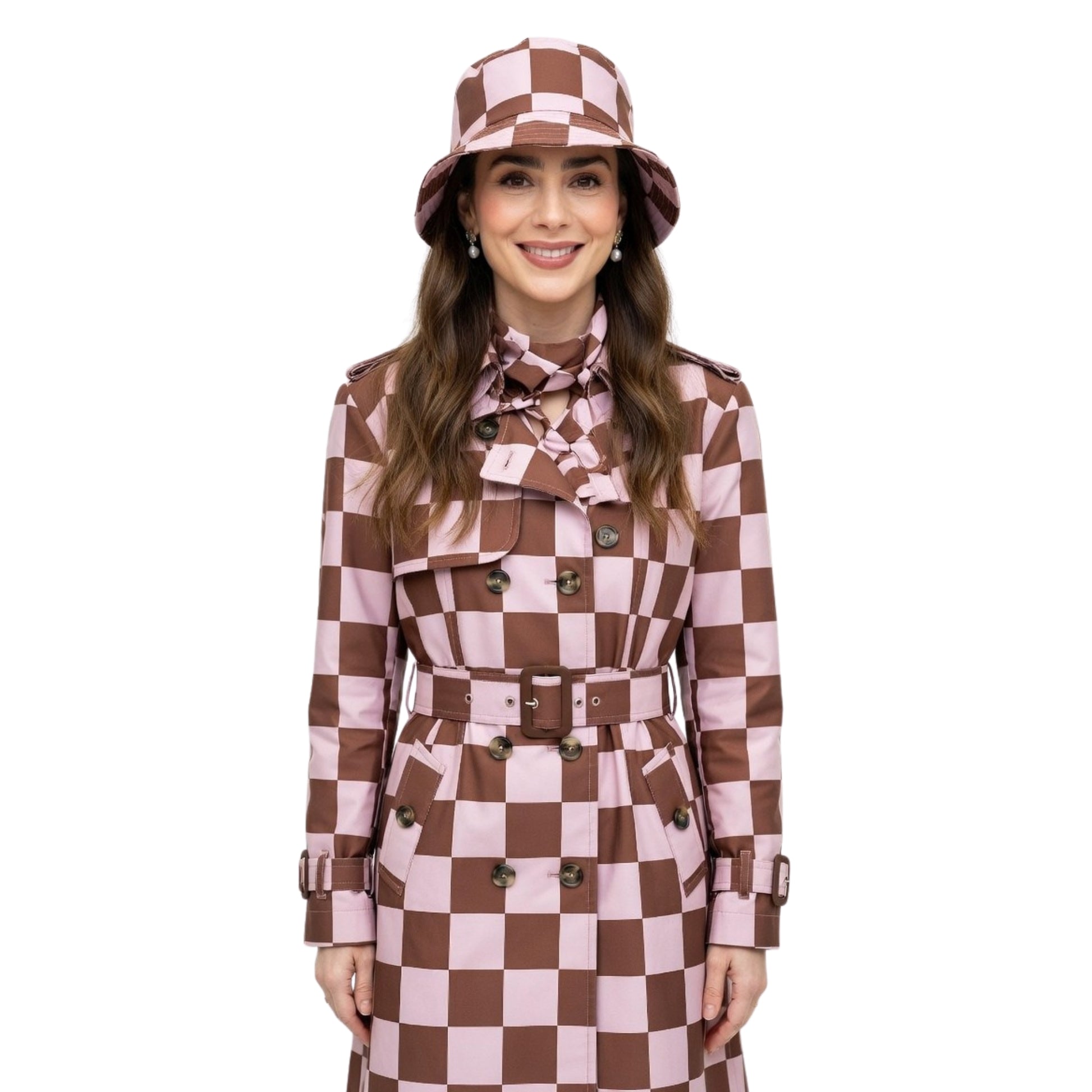 Emily in Paris S04 Emily Cooper Maroon and White Coat
