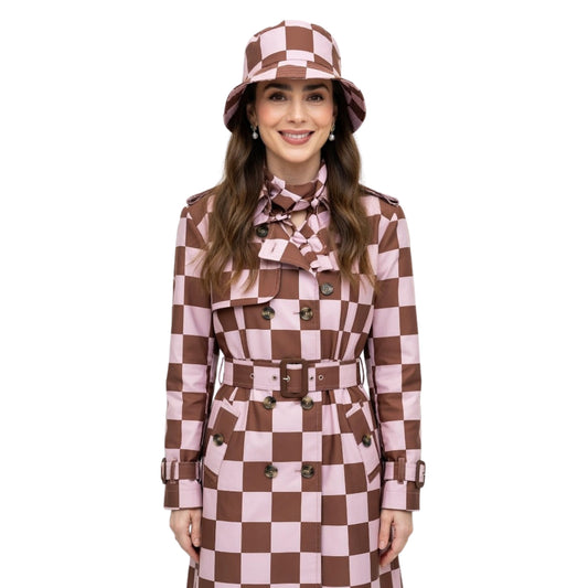 Emily in Paris S04 Emily Cooper Maroon and White Coat