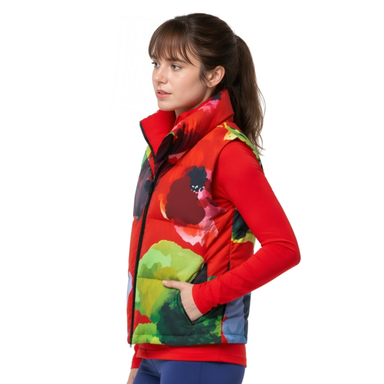 Person wearing a colorful jacket with a white background