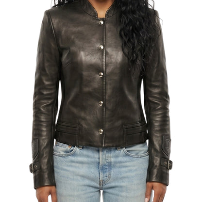 Emma Grede Black Designer Leather Jacket New York Style