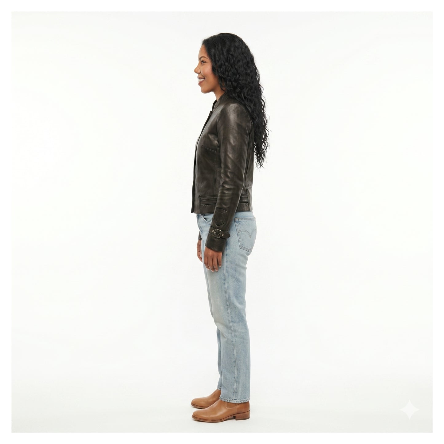 Emma Grede Inspired Black Biker Leather Jacket NYC