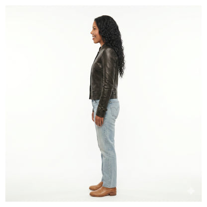 Emma Grede Inspired Black Biker Leather Jacket NYC