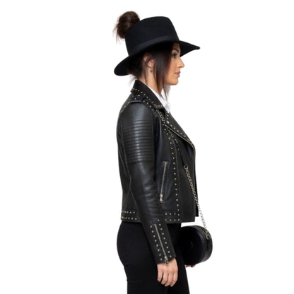 English Actress Michelle Keegan Black Leather Jacket