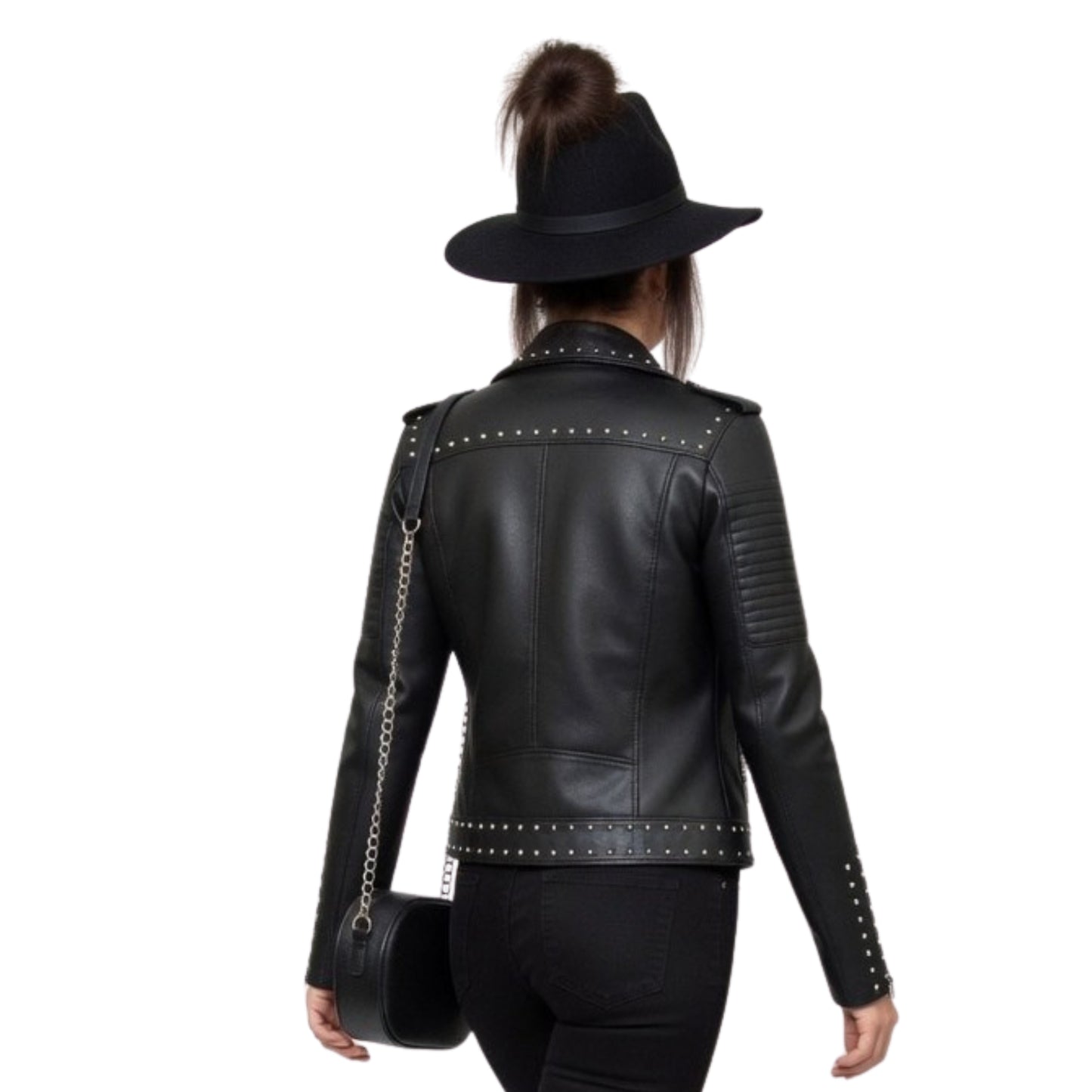 English Actress Michelle Keegan Movie/Tv Series Black  Leather Jacket