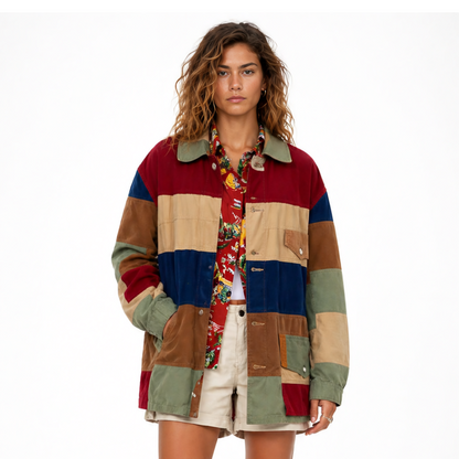 Euphoria-S03-Zendaya-Rue-Bennett-Safari-Patchwork-Jacket