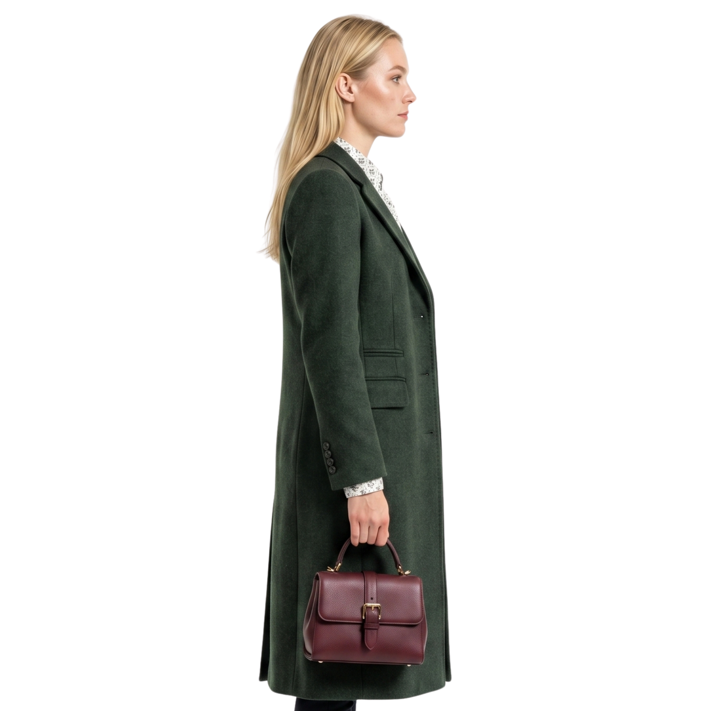 Flipping for Christmas Ashley Newbrough Green Wool Coat