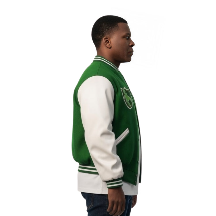 GTA 5 Franklin Adamim Green and White Varsity Jacket