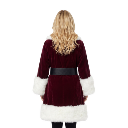 Get The Eddie Janko Blue Bloods S10 Deep Red Shearling Santa Coat 