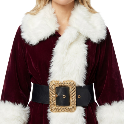 Get The Eddie Janko Blue Bloods S10 Deep Red Shearling Santa Coat Fast