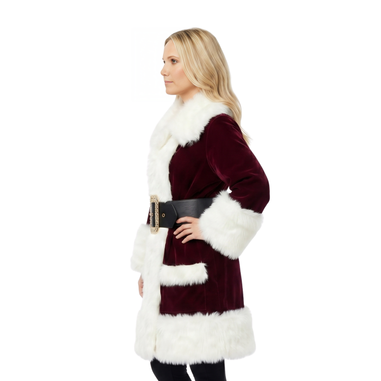 Get The Eddie Janko Blue Bloods S10 Deep Red Shearling Santa Coat Now