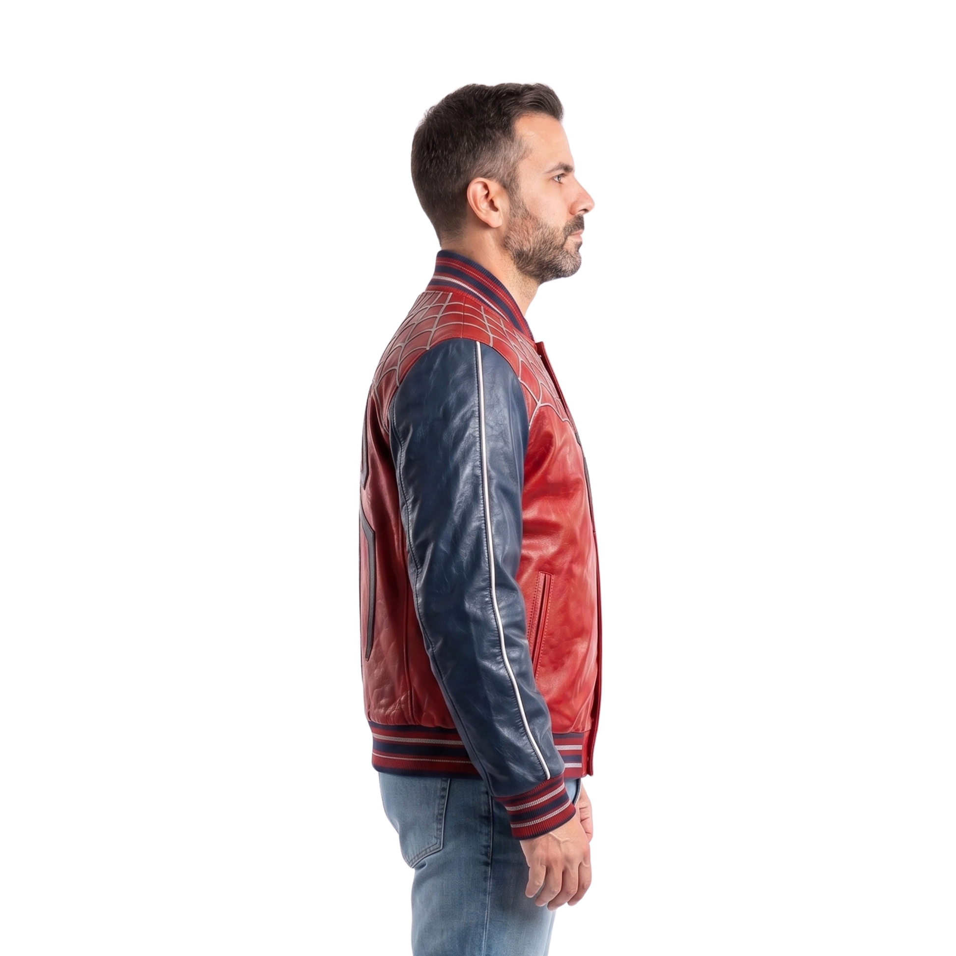 Get The Tom Holland Spider-Man Red & Navy Bomber Jacket