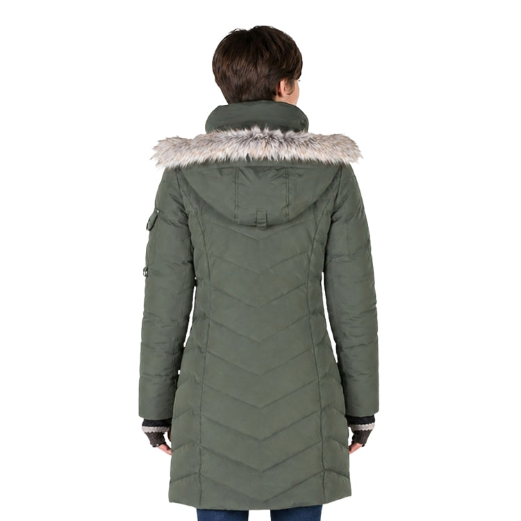 Person wearing a green jacket on a white background