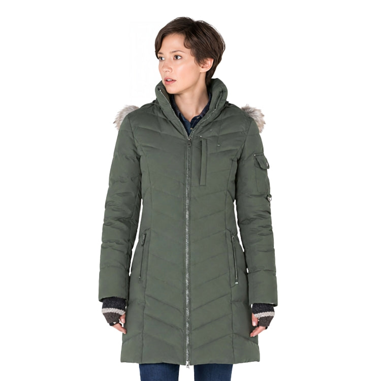 Person wearing a green parka jacket