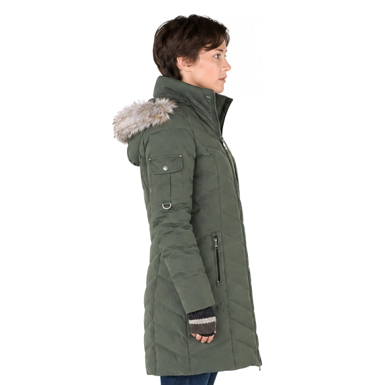 Person wearing a green parka jacket 