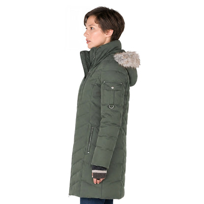 Person wearing a green long jacket 