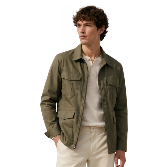 Green Military Style Cotton Jacket