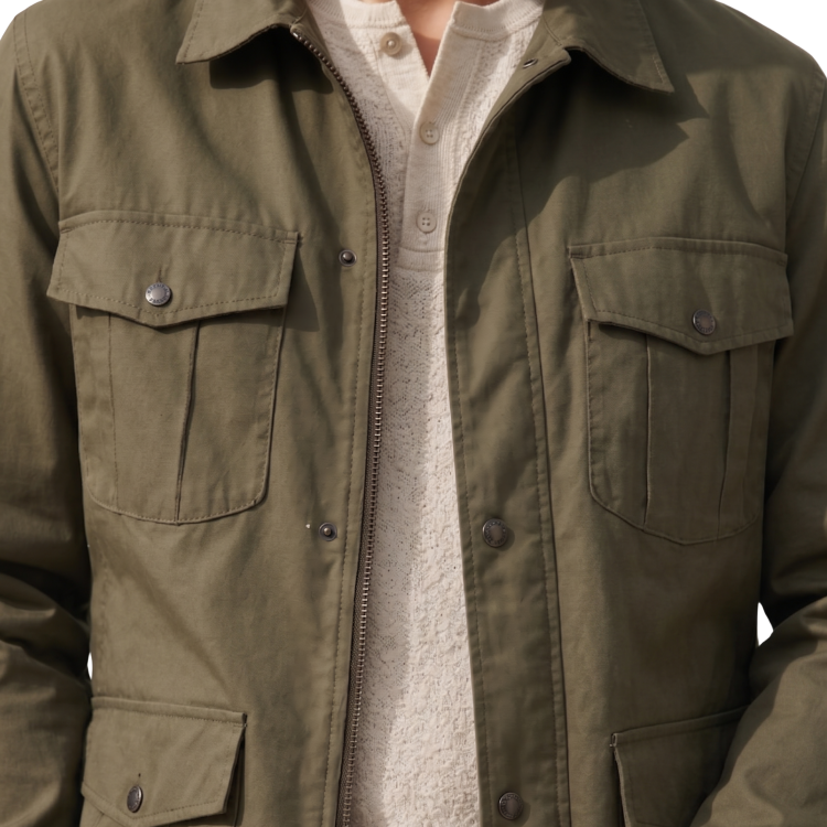 Green Military Style Cotton Jacket Buy Today