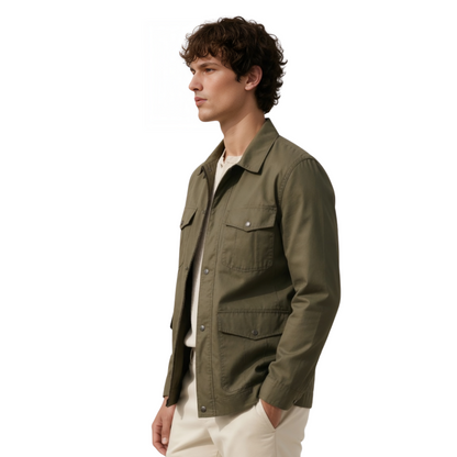 Green Military Style Cotton Jacket Sale