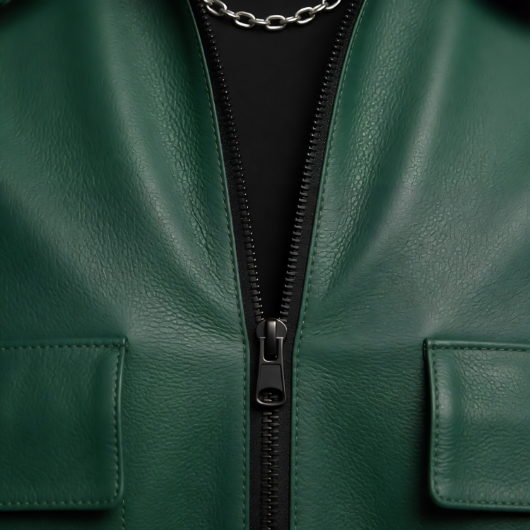 Green Short Sleeve Leather Overshirt Buy Now