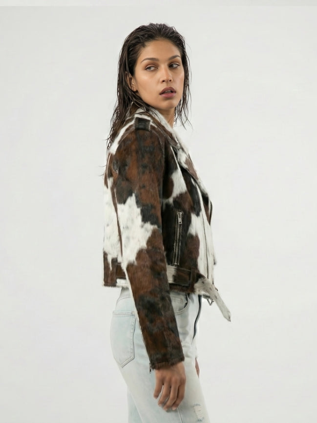 Unisex Cow Hide Hair On Leather Jacket
