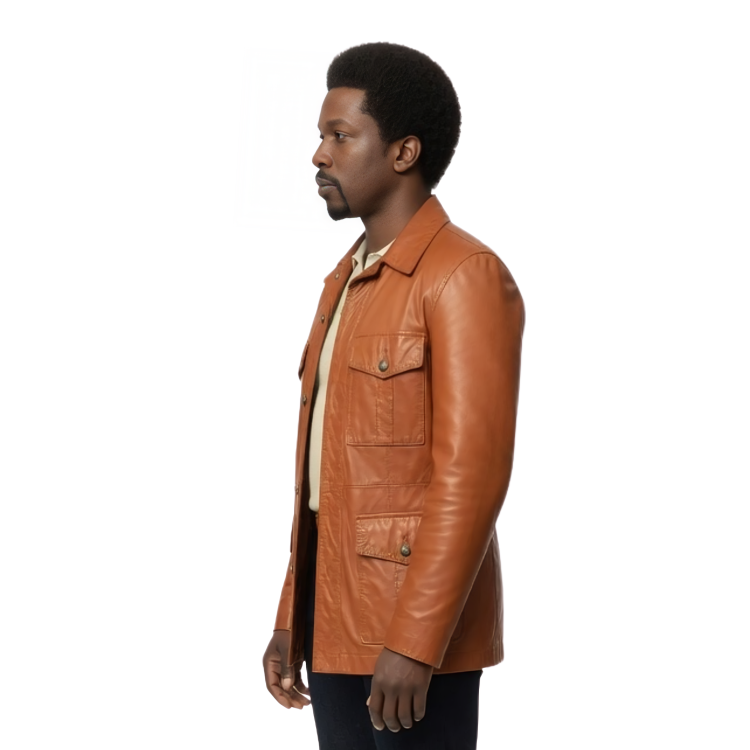 Harold McBrayer The Many Saints of Newark Brown Leather Jacket Live