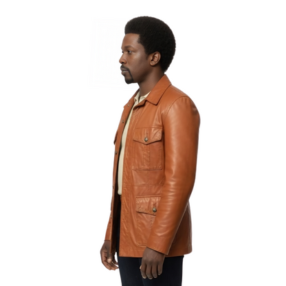 Harold McBrayer The Many Saints of Newark Brown Leather Jacket Live