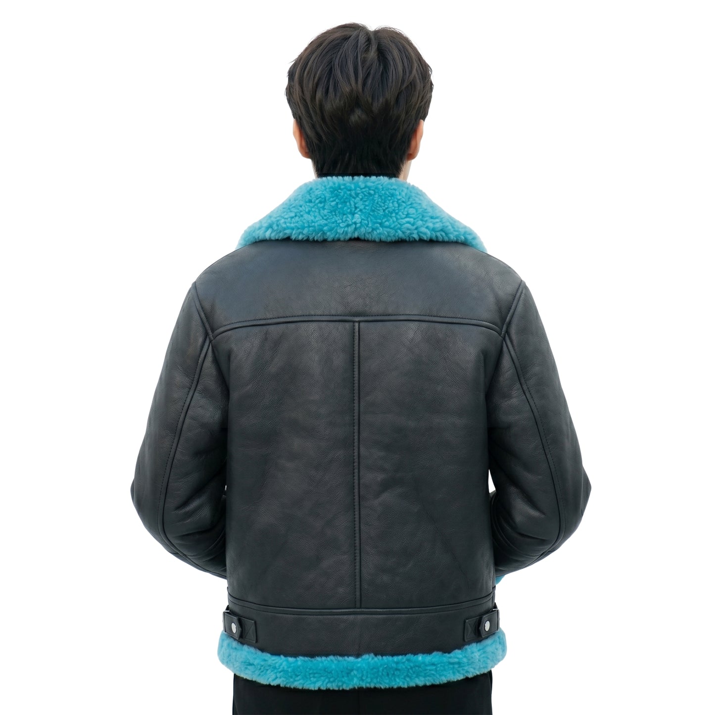 J-Hope Stylish Black Blue Winter Shearling Jacket